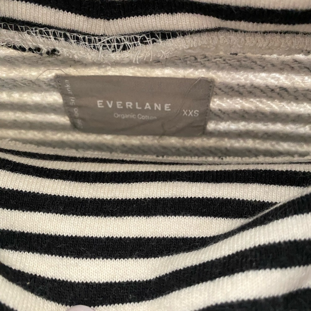 Everlane The Turtleneck Sweatshirt Black White, Stripe Organic Cotton, Sz XXS - Picture 10 of 11
